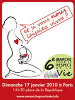 En marche pour la Vie - Dimanche 17 janvier 2010 a Paris - www.EnMarchePourLaVie.info